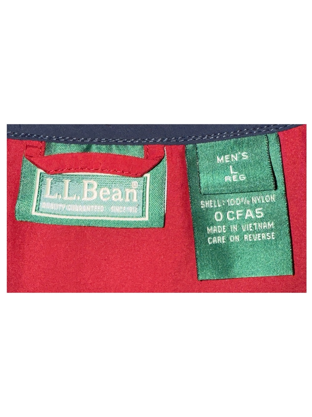 L.L.Bean - Men’s Red Nylon Half‑Zip Windbreaker Hooded Lightweight - Size Large - Picture 3 of 4